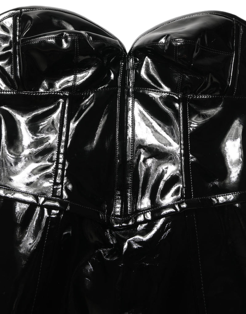 Dolce & Gabbana Black Patent Leather Corset Style Mini Dress