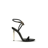 Tom Ford Black Goatskin Padlock Pointy Naked Heeled Sandals