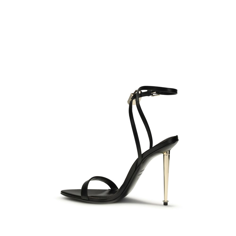 Tom Ford Black Goatskin Padlock Pointy Naked Heeled Sandals