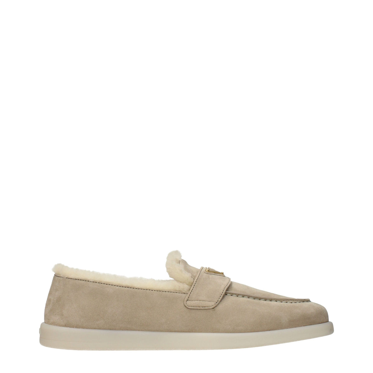 Prada Beige Leather Slip-On Loafers for Women