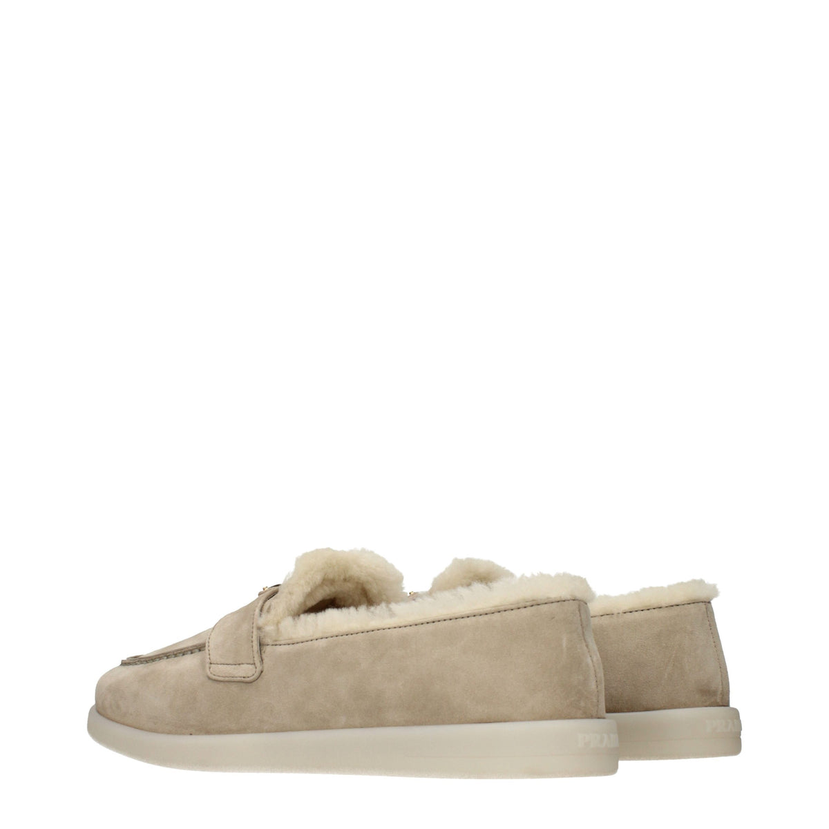 Prada Beige Leather Slip-On Loafers for Women