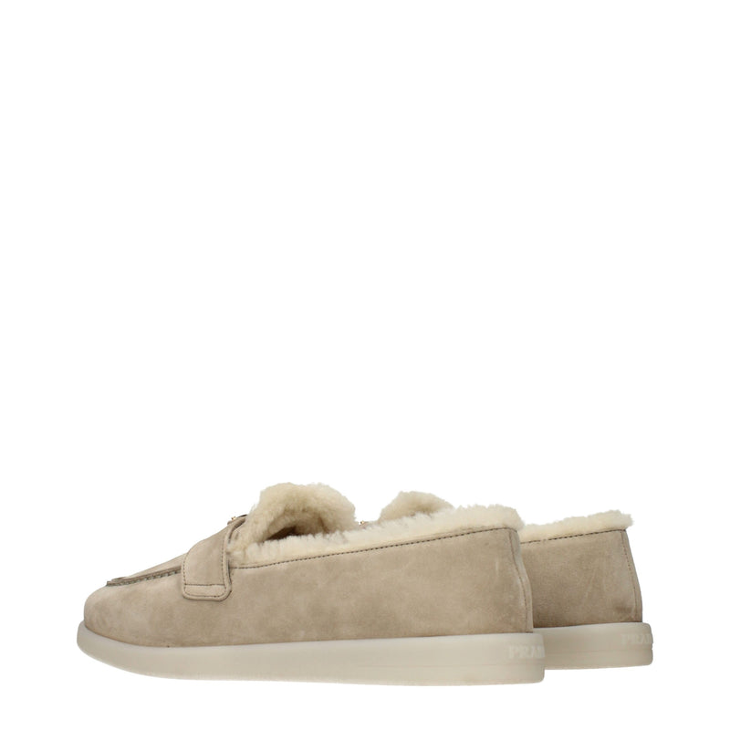 Prada Beige Leather Slip-On Loafers for Women