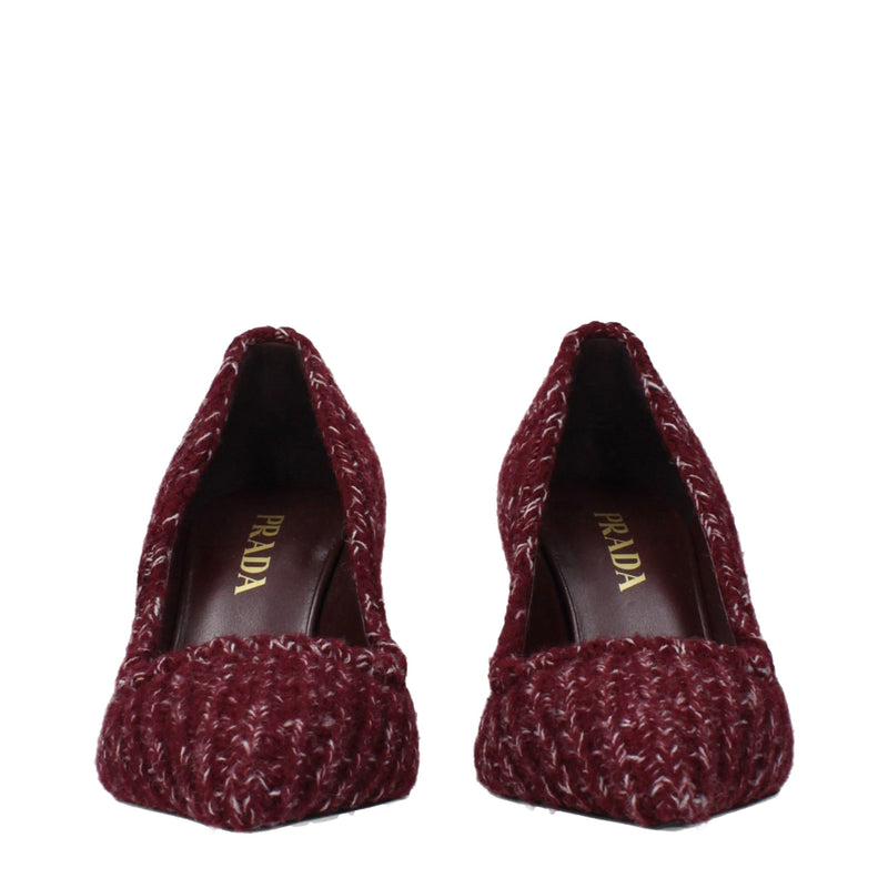 Prada Red Fabric Mid Heel Pumps for Women