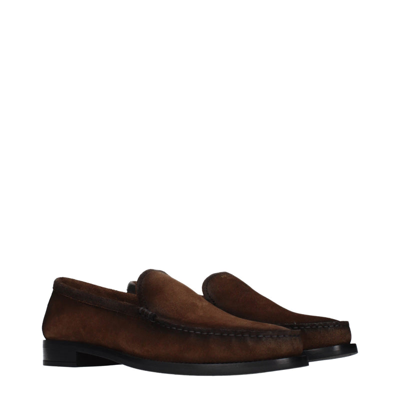 Prada Brown Leather Slip-On Loafers for Women