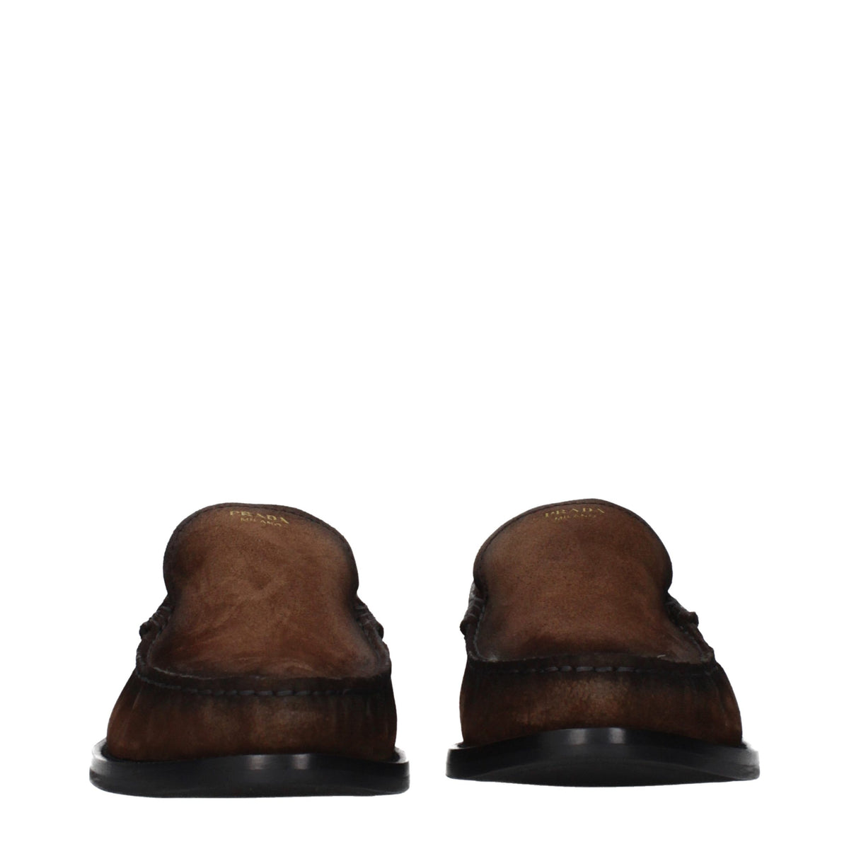 Prada Brown Leather Slip-On Loafers for Women
