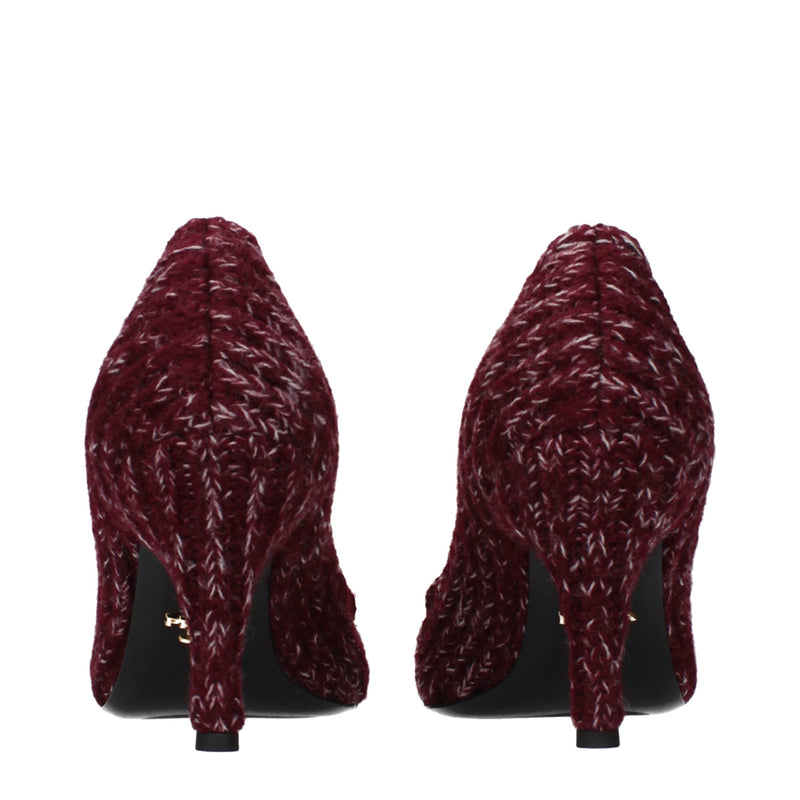 Prada Red Fabric Mid Heel Pumps for Women
