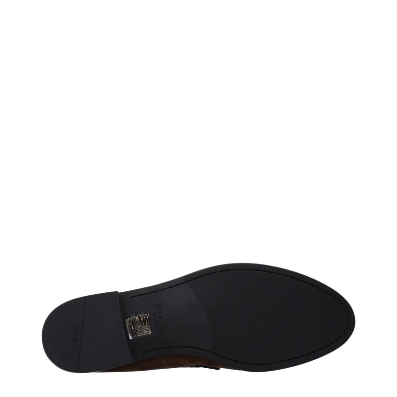Prada Brown Leather Slip-On Loafers for Women