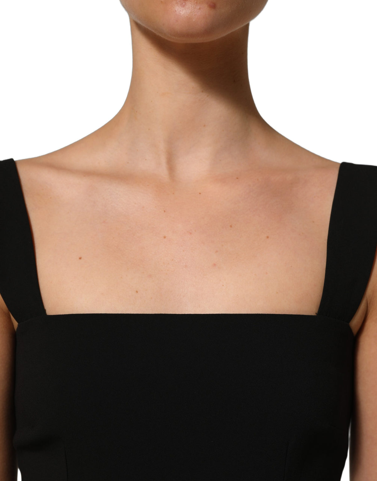 Dolce & Gabbana Black Viscose Stretch Sheath Midi Dress