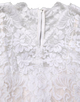 Dolce & Gabbana White Cotton Floral Lace Long Gown Dress