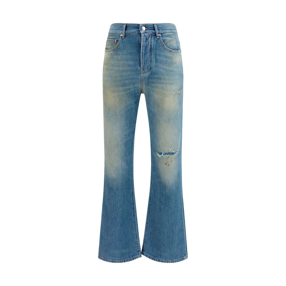 Amiri Blue Cotton Flared Jeans - Slash Distressed Style