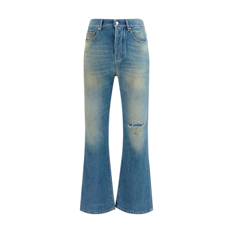Amiri Blue Cotton Flared Jeans - Slash Distressed Style