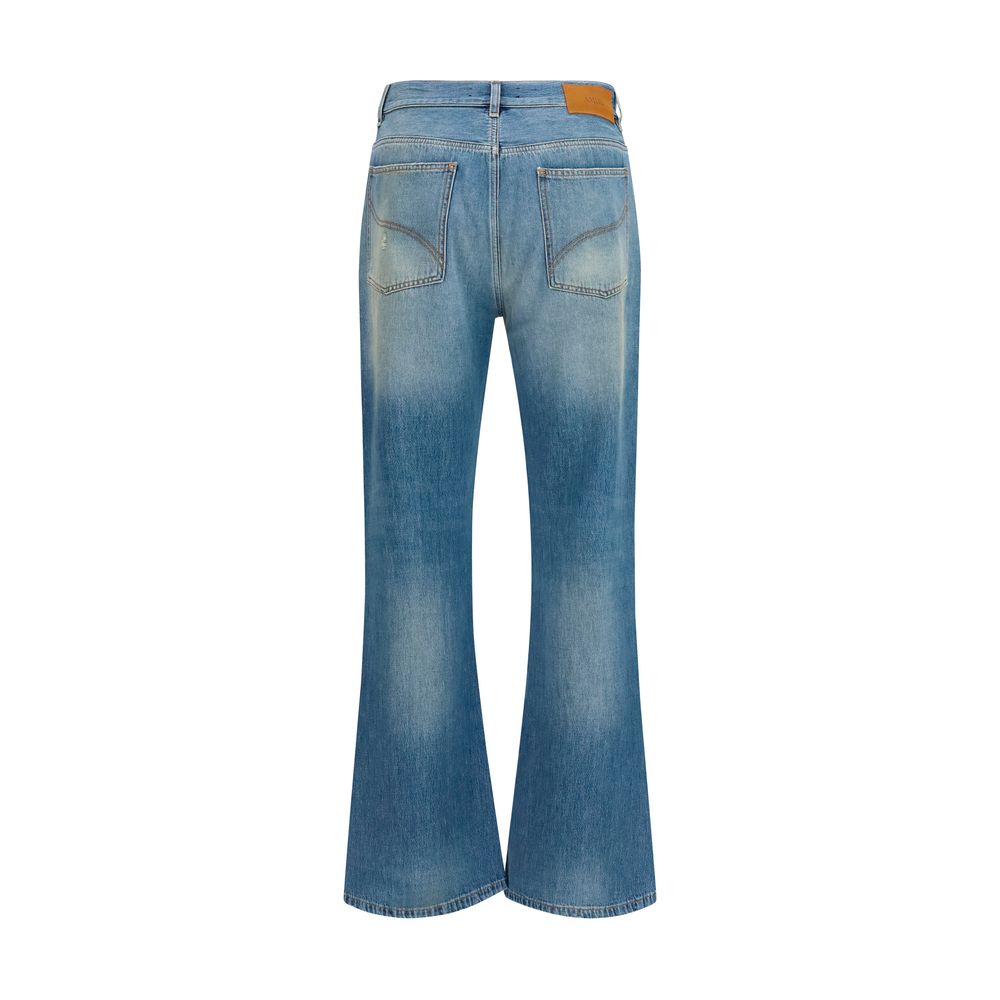 Amiri Blue Cotton Flared Jeans - Slash Distressed Style