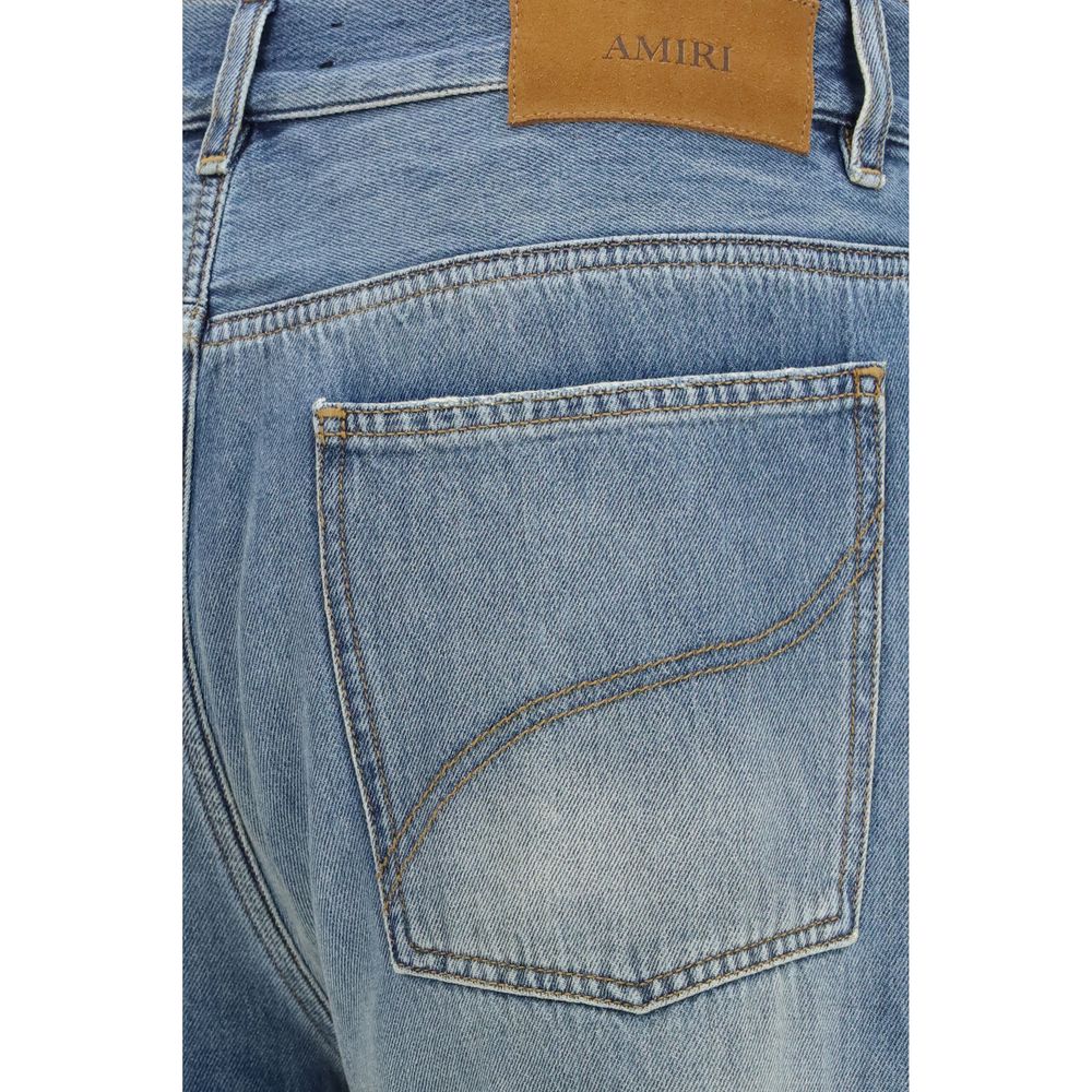 Amiri Blue Cotton Flared Jeans - Slash Distressed Style