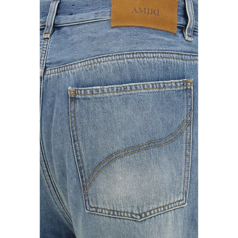 Amiri Blue Cotton Flared Jeans - Slash Distressed Style