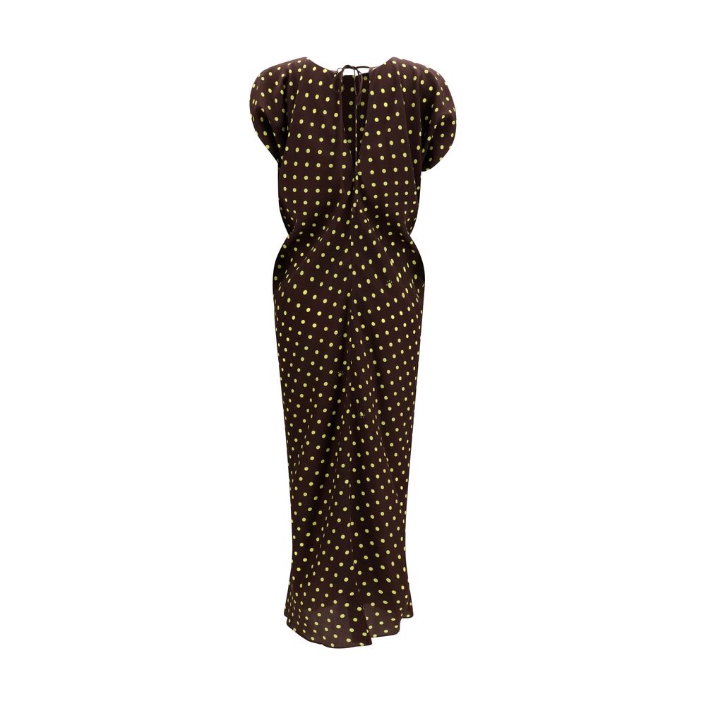 Marni Brown Silk Polka Dot Casual Dress