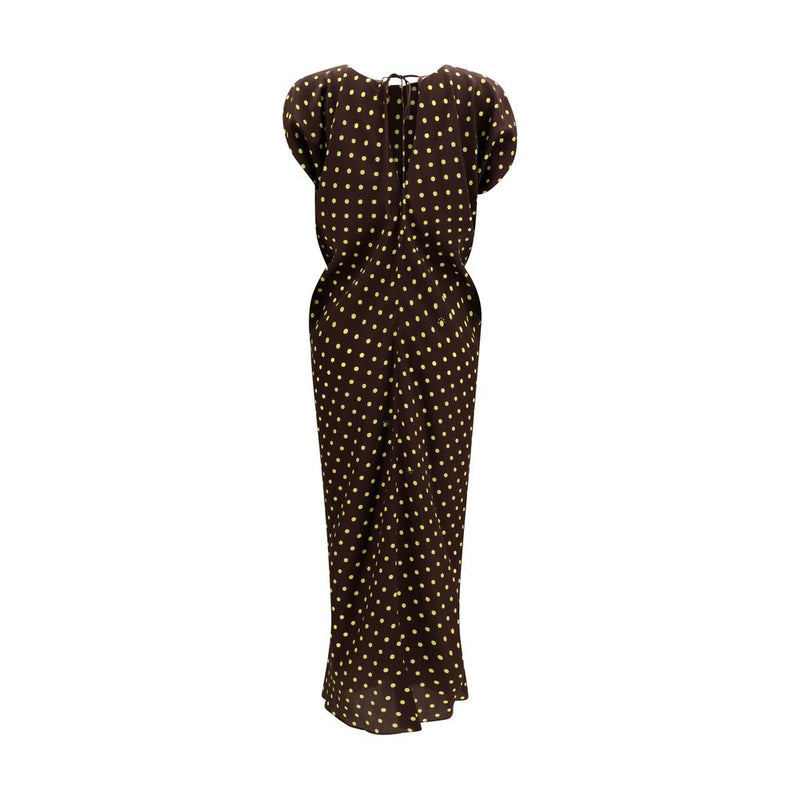 Marni Brown Silk Casual Dress - Elegant Polka Dot Crepe Design