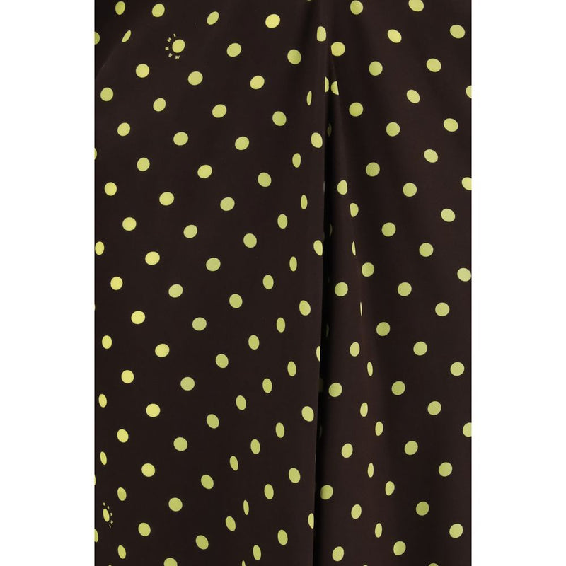 Marni Brown Silk Casual Dress - Elegant Polka Dot Crepe Design