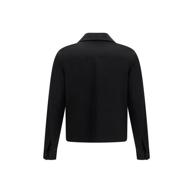 Amiri Black Cotton Full-Length Jacket - Script Collar Design