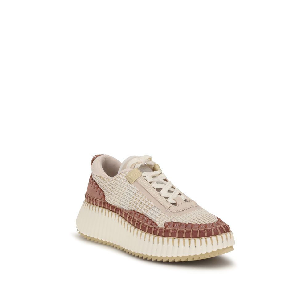 Chloé Nama Beige Nylon Chunky Sneakers
