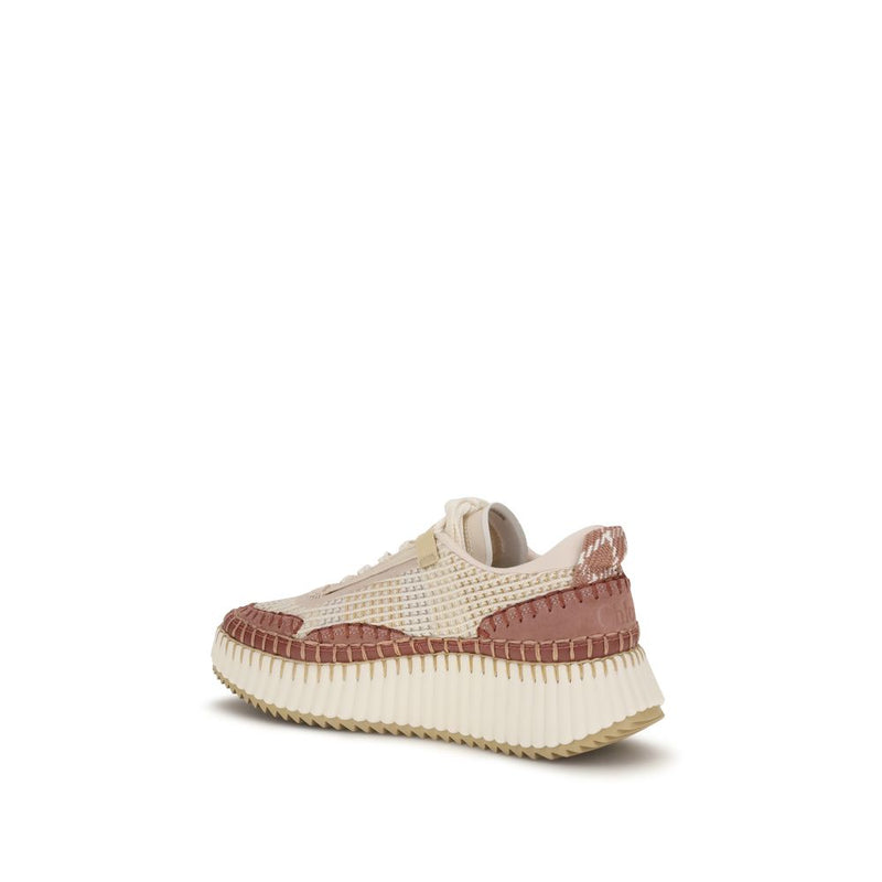 Chloé Nama Beige Nylon Chunky Sneakers