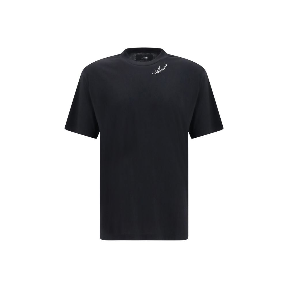 Amiri Black Cotton T-Shirt with Embroidered Logo