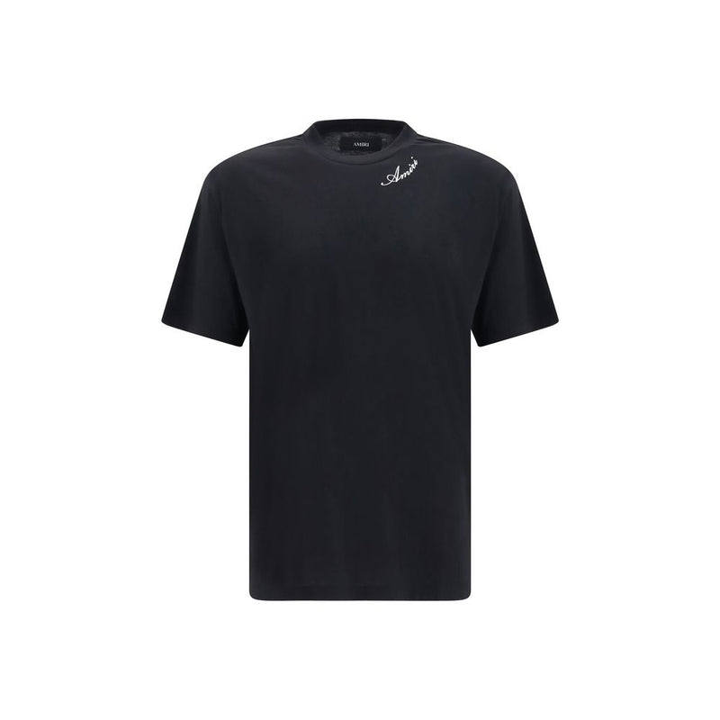 Amiri Black Cotton T-Shirt with Embroidered Logo