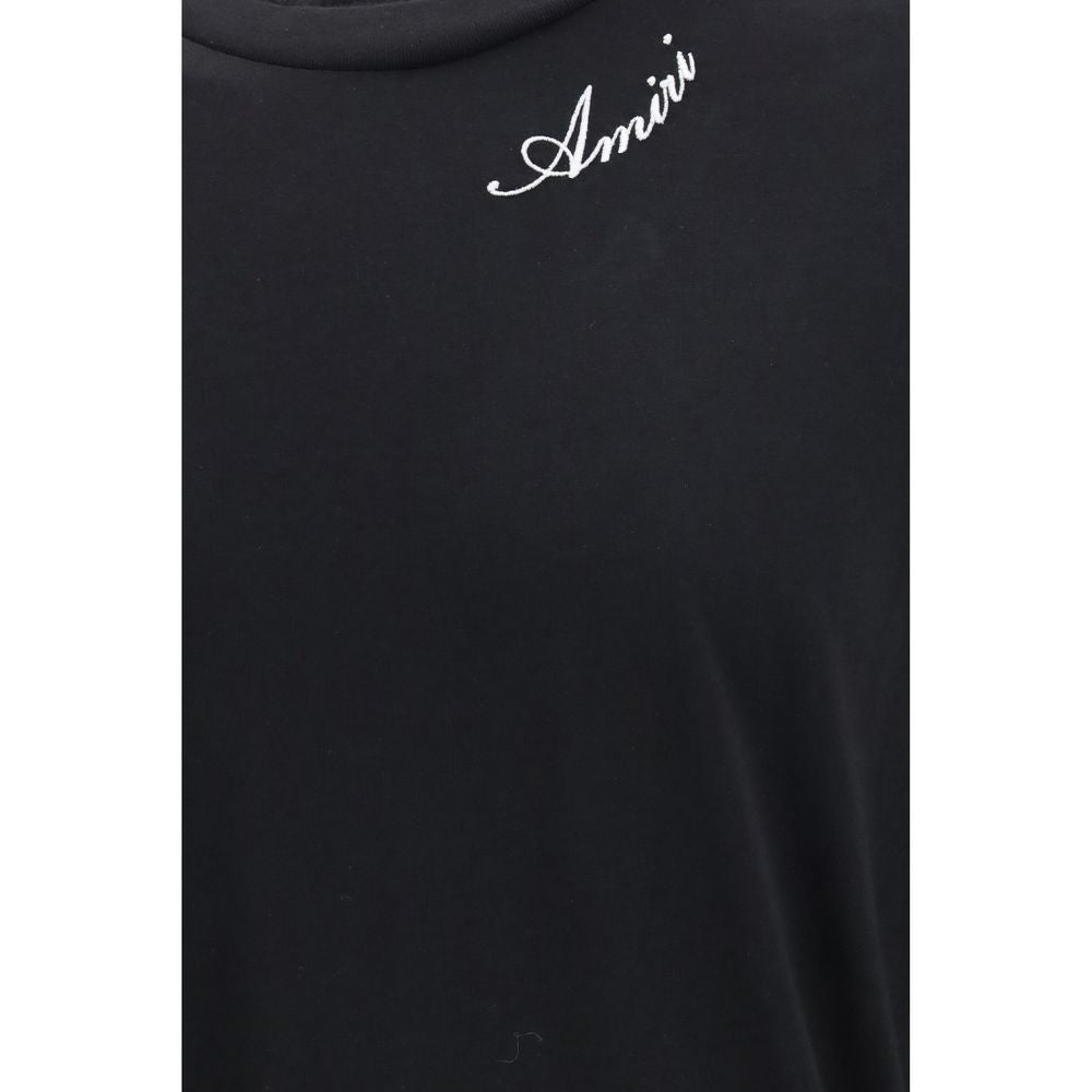 Amiri Black Cotton T-Shirt with Embroidered Logo