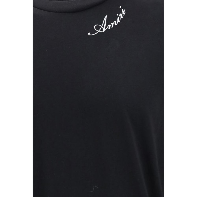 Amiri Black Cotton T-Shirt with Embroidered Logo