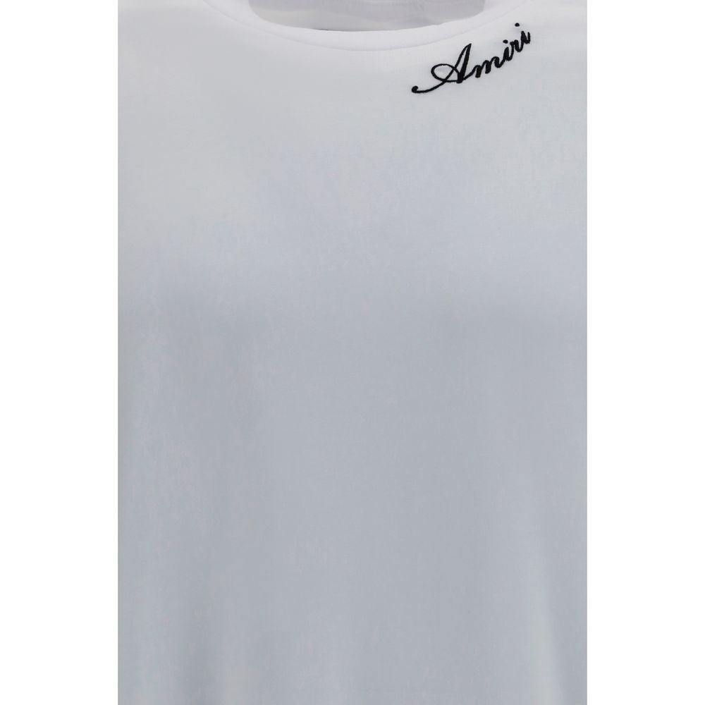 Amiri White Cotton T-Shirt - Oversized Fit with Embroidered Logo