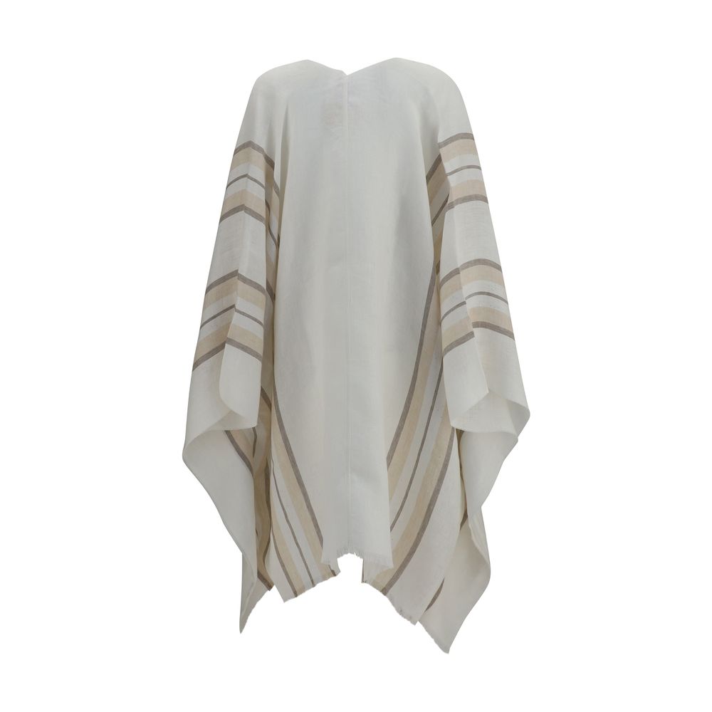 Brunello Cucinelli Beige Linen Poncho - Oversized Elegance