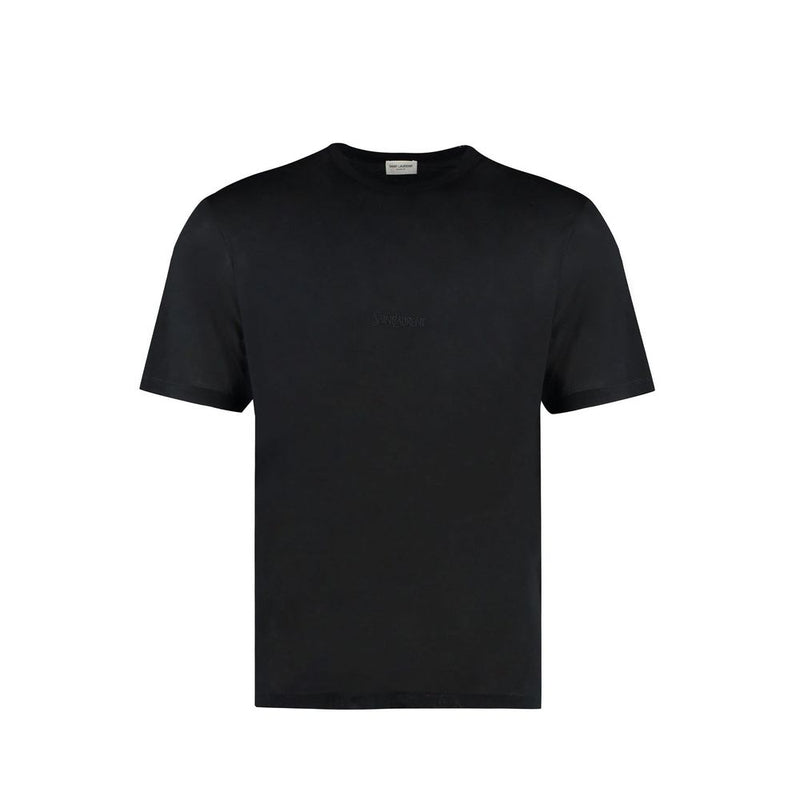 T-Shirt en Coton Noir Saint Laurent pour Homme