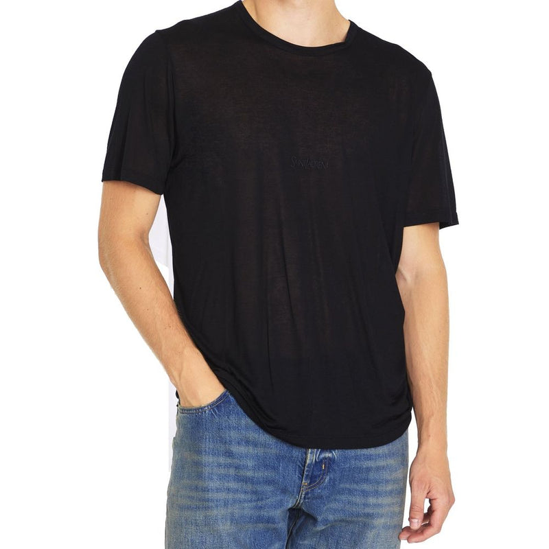 T-Shirt en Coton Noir Saint Laurent pour Homme