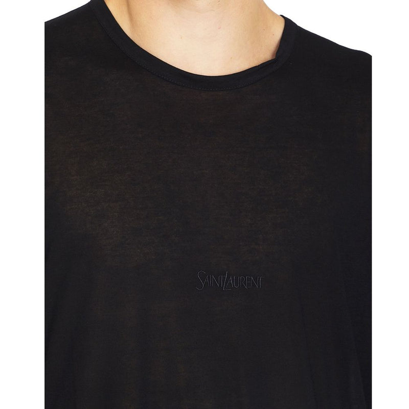 T-Shirt en Coton Noir Saint Laurent pour Homme