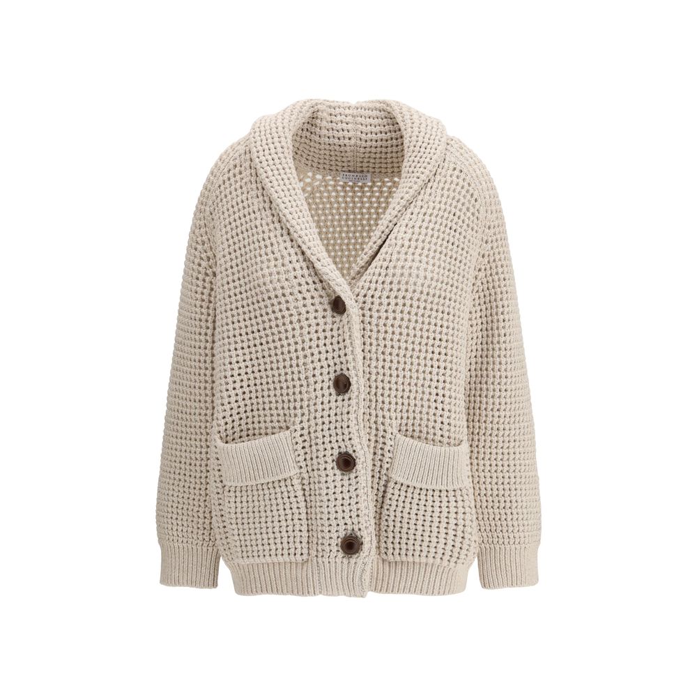 Brunello Cucinelli Beige Cotton Cardigan - Elegant Layering Piece