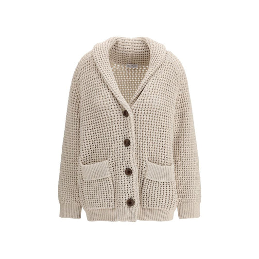 Brunello Cucinelli Beige Cotton Cardigan - Elegant Layering Piece