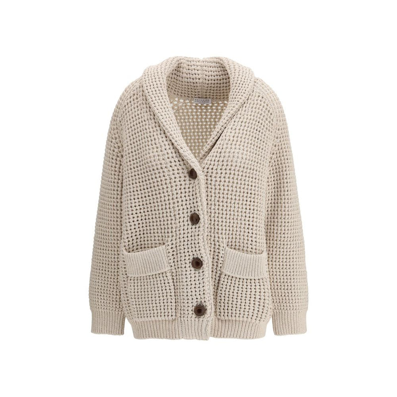 Brunello Cucinelli Beige Cotton Cardigan - Elegant Layering Piece