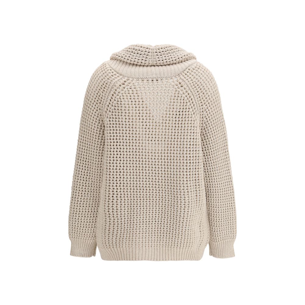 Brunello Cucinelli Beige Cotton Cardigan - Elegant Layering Piece