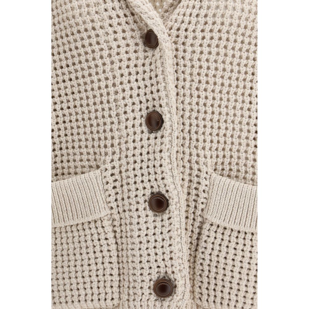 Brunello Cucinelli Beige Cotton Cardigan - Elegant Layering Piece