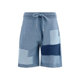 Laneus Blue Cotton Bermuda Shorts for Men