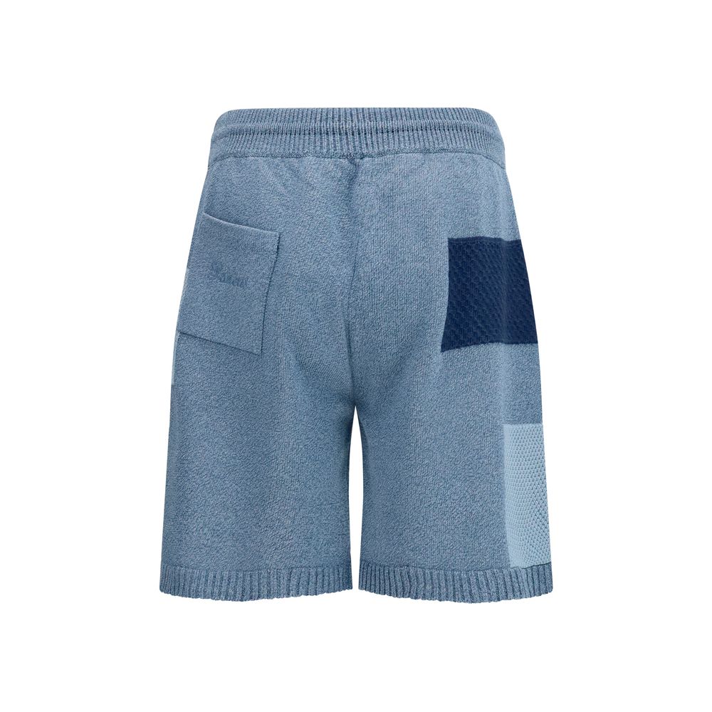 Laneus Blue Cotton Bermuda Shorts for Men