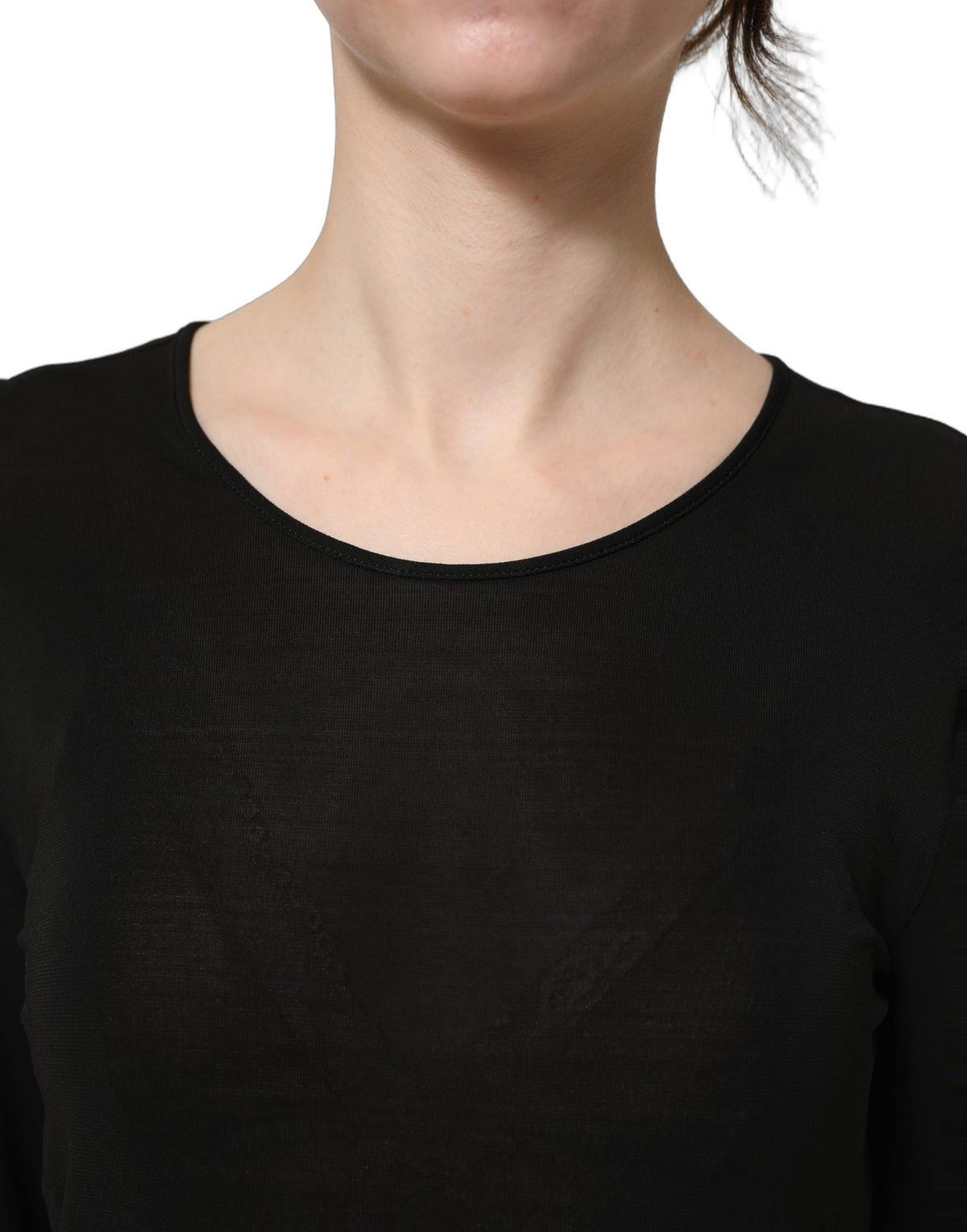 Dolce & Gabbana Black Cotton Long Sleeve Sheath Maxi Dress