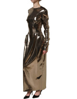 Dolce & Gabbana Metallic Gold Long Sleeve Maxi Dress