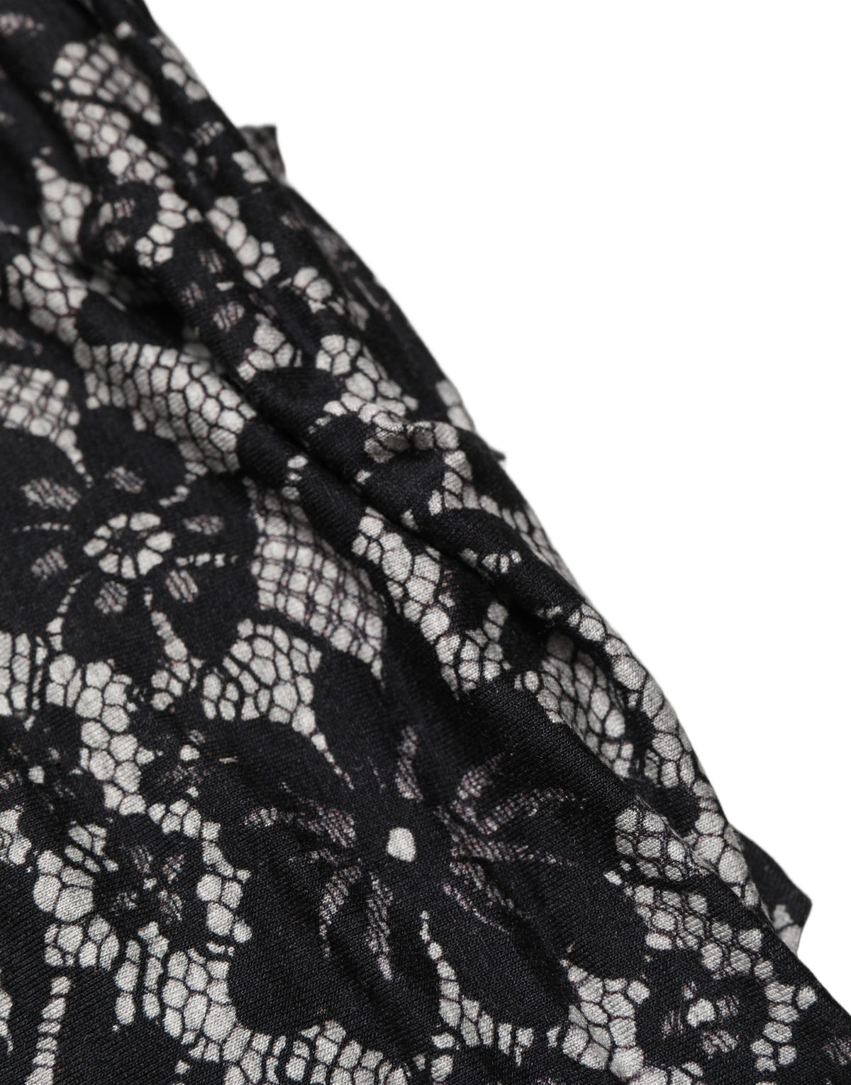 Dolce & Gabbana Black and White Floral Lace Sleeveless Midi Dress