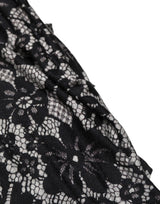 Dolce & Gabbana Black and White Floral Lace Sleeveless Midi Dress