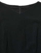 Dolce & Gabbana Black Short Sleeve A-line Midi Dress