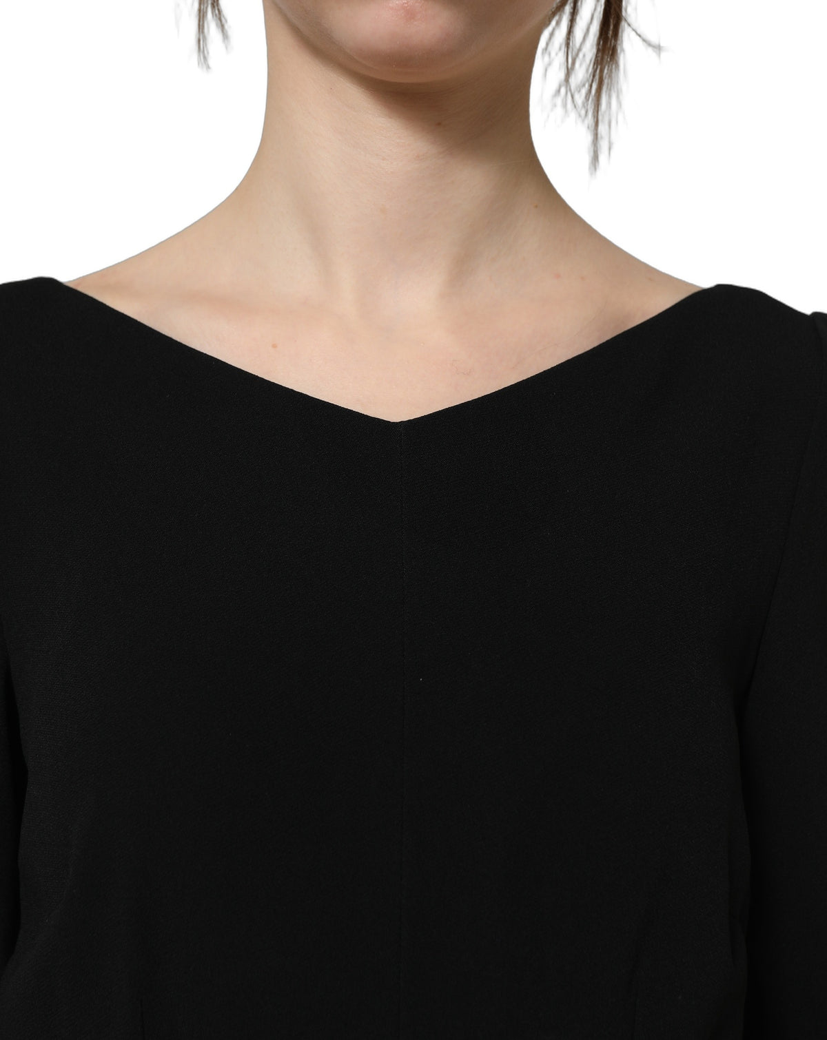 Dolce & Gabbana Black Short Sleeve A-line Midi Dress