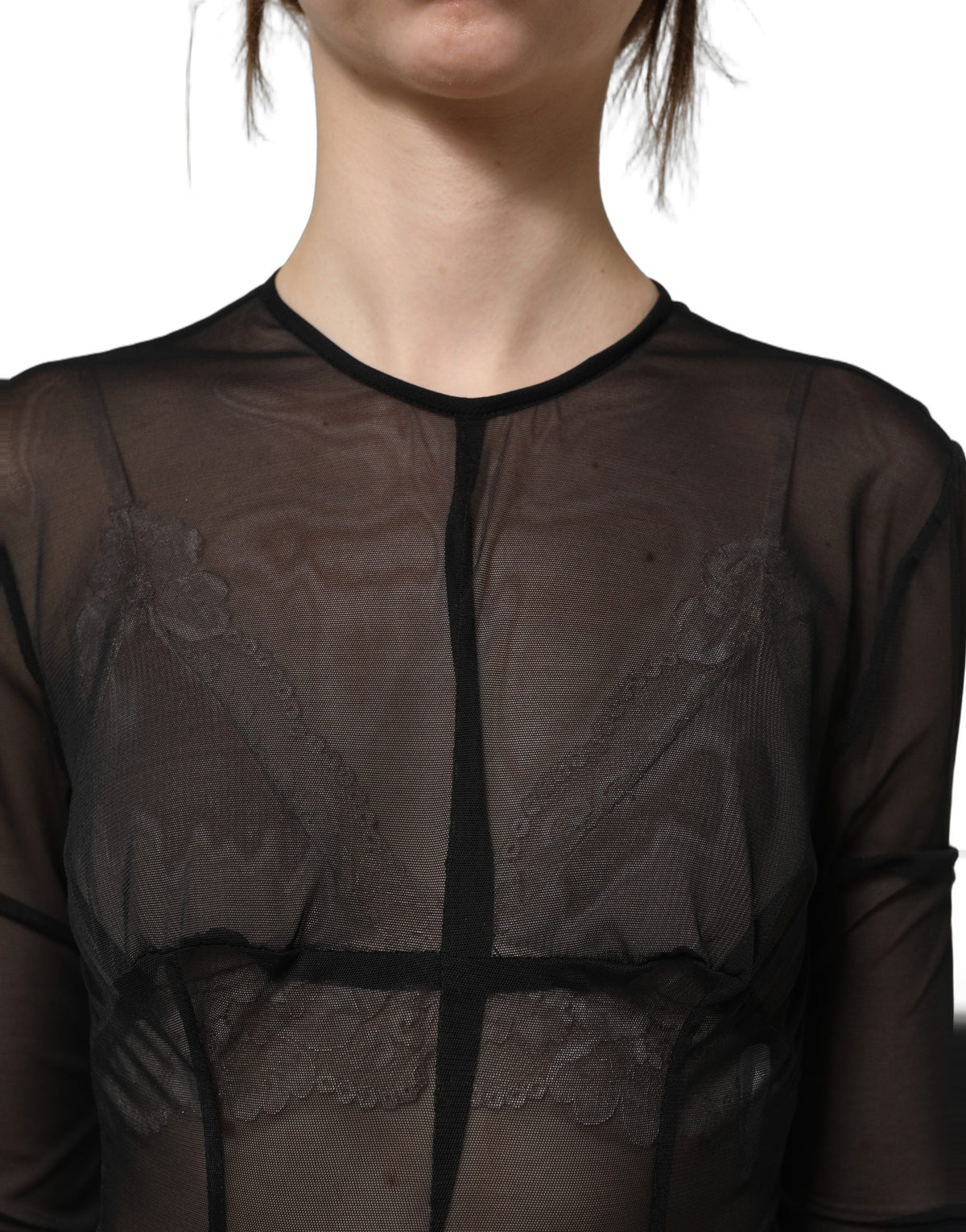 Dolce & Gabbana Black Sheer Fitted Maxi Dress