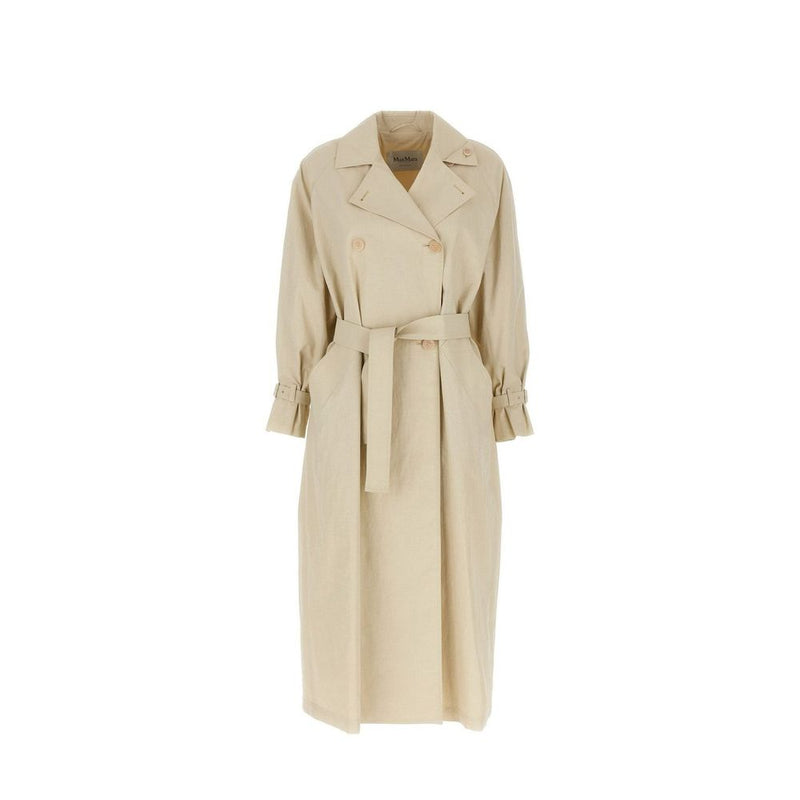 Max Mara Beige Cotton Double-Breasted Coat for Women