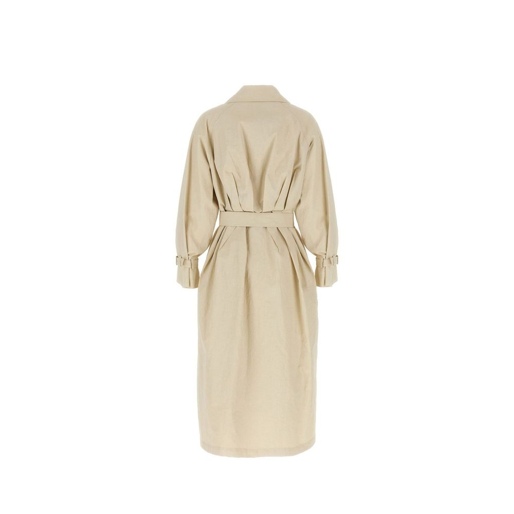 Max Mara Beige Cotton Double-Breasted Coat for Women