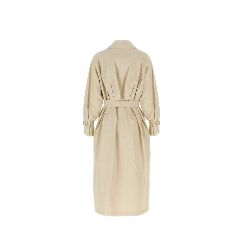 Max Mara Beige Cotton Double-Breasted Coat for Women